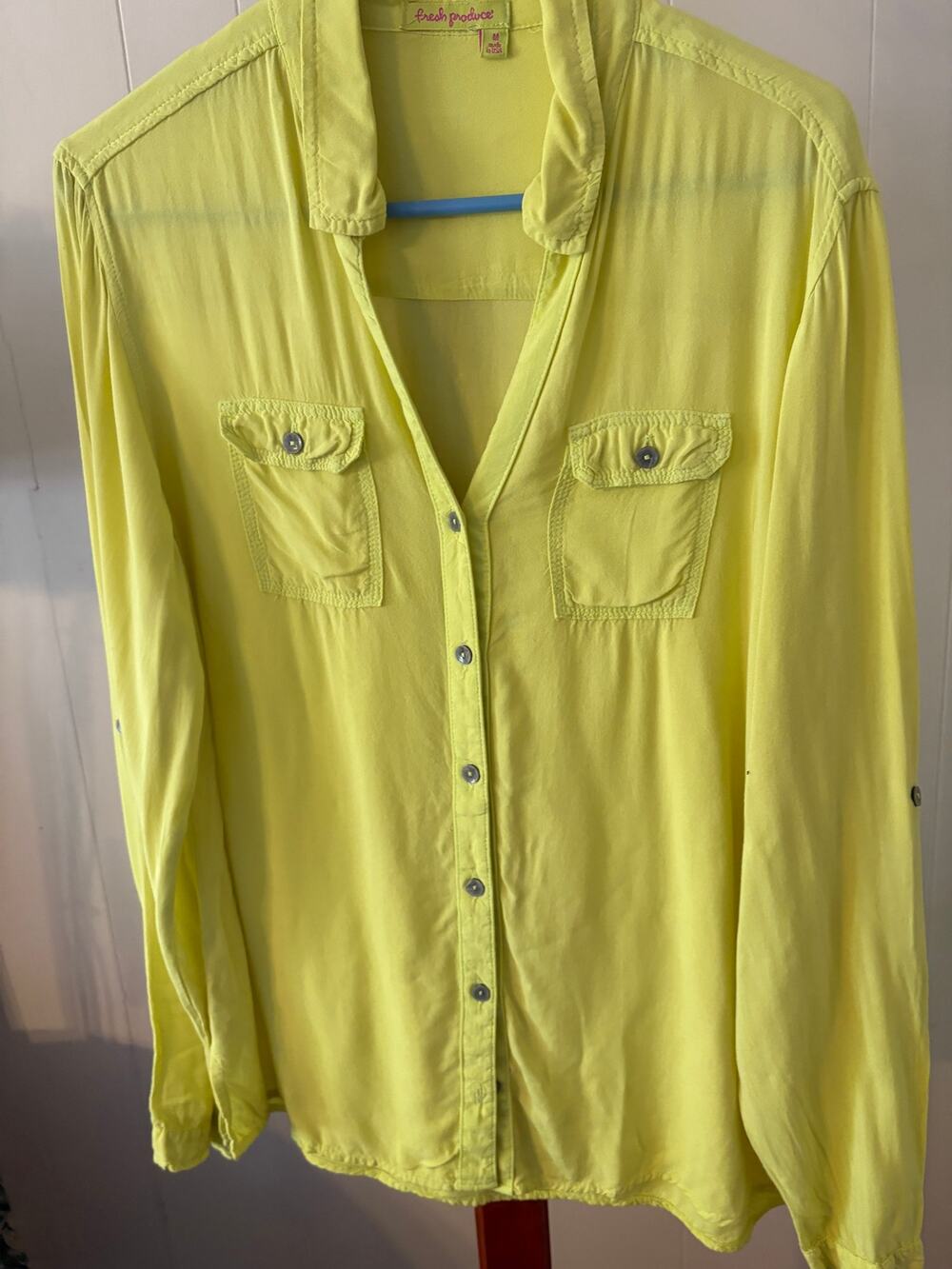 Fresh Produce Yellow Button Up  Top Sz Medium